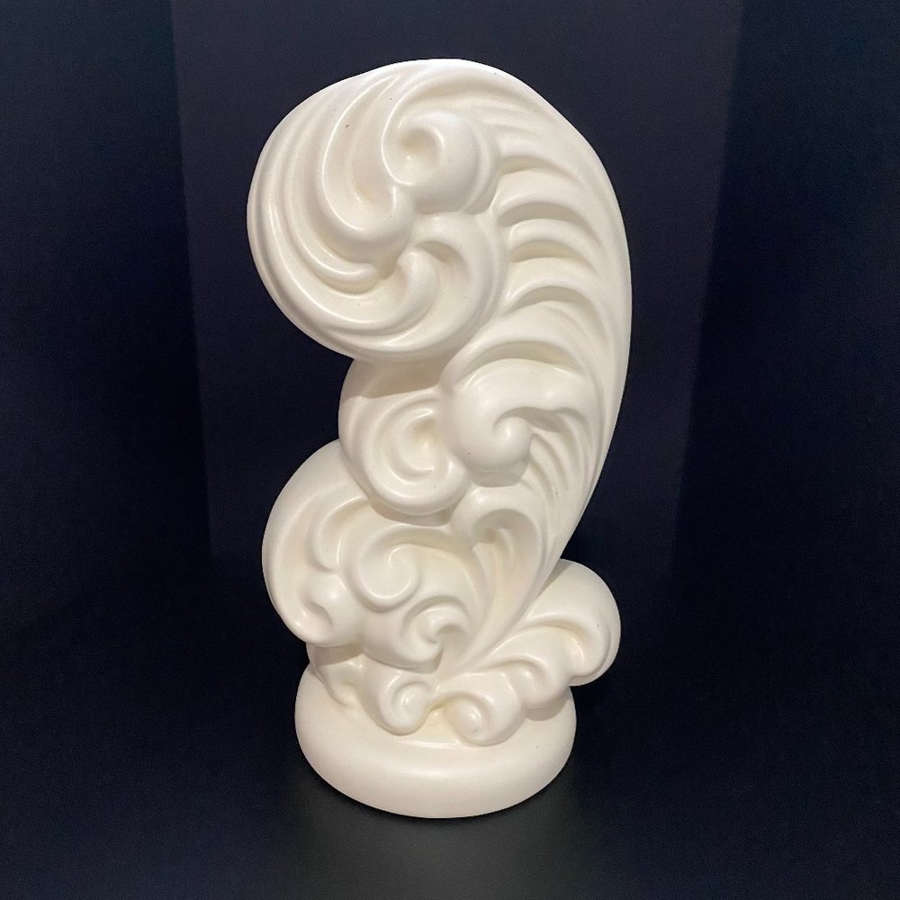 Haeger Feather Plume Vase Cream 8"H
